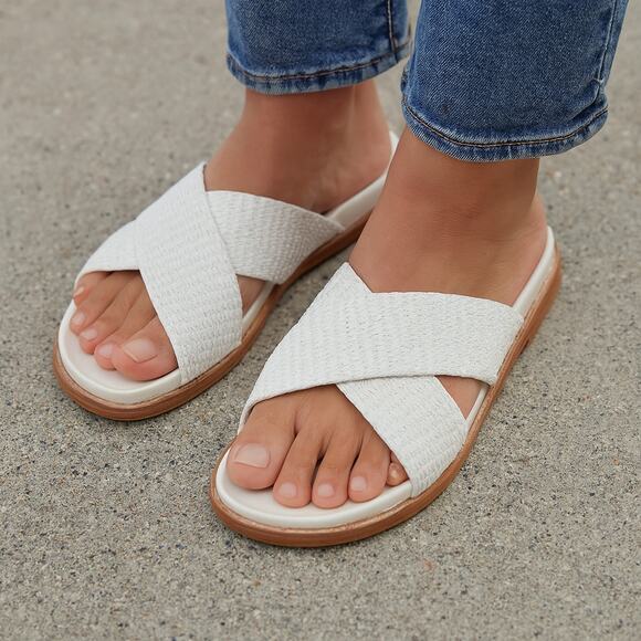 Joie SZ 7.5 Nell White Woven Texture Slide Sandal - Picture 1 of 7